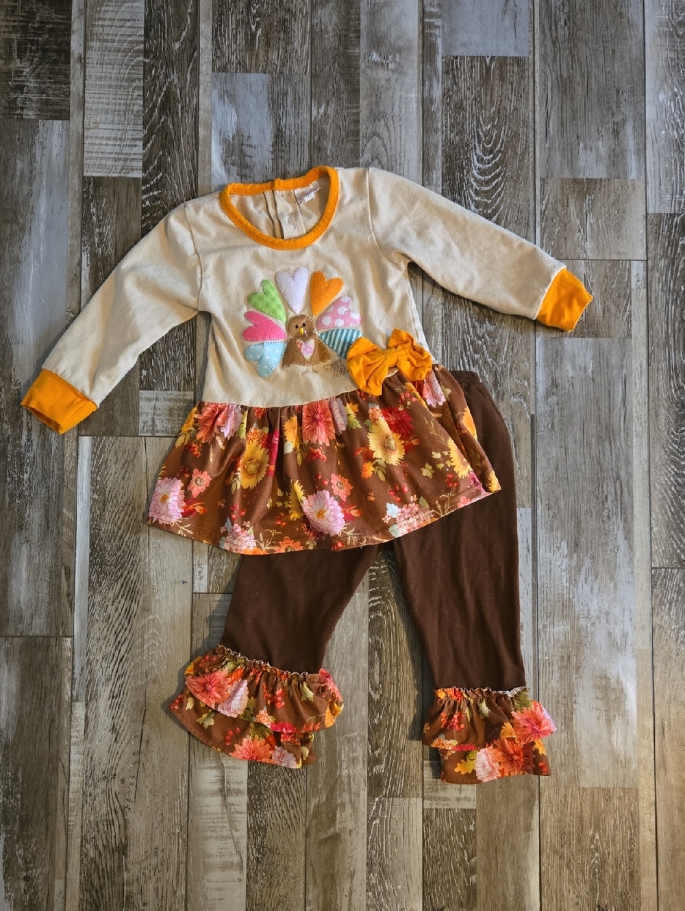 Thanksgiving Turkey Matching Set with Ruffles